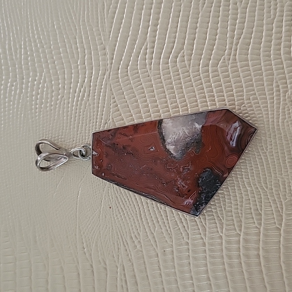 Red Jasper & Sterling Silver Pendant Southwestern Boho Goth Artsy Whimsigoth